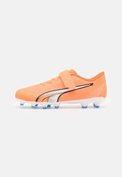 Puma Ultra Play Fg/Ag Jr Unisex- Botas De Fútbol Con Tacos - Ultra Orange/White/Blue Glimmer